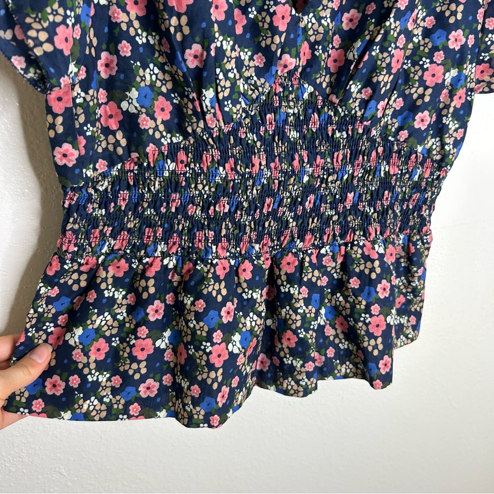 Trovata Paloma Cotton Silk Ruched Blouse Floral in Rolling Hills Size Large - Picture 13 of 15